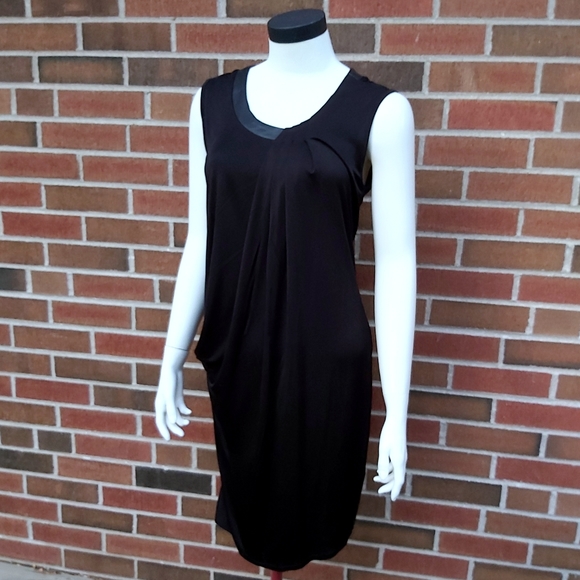 Kenneth Cole Reaction Black Dress w/ faux Leather - Picture 1 of 9